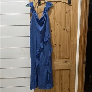 Elegant Blue Ruffle Dress